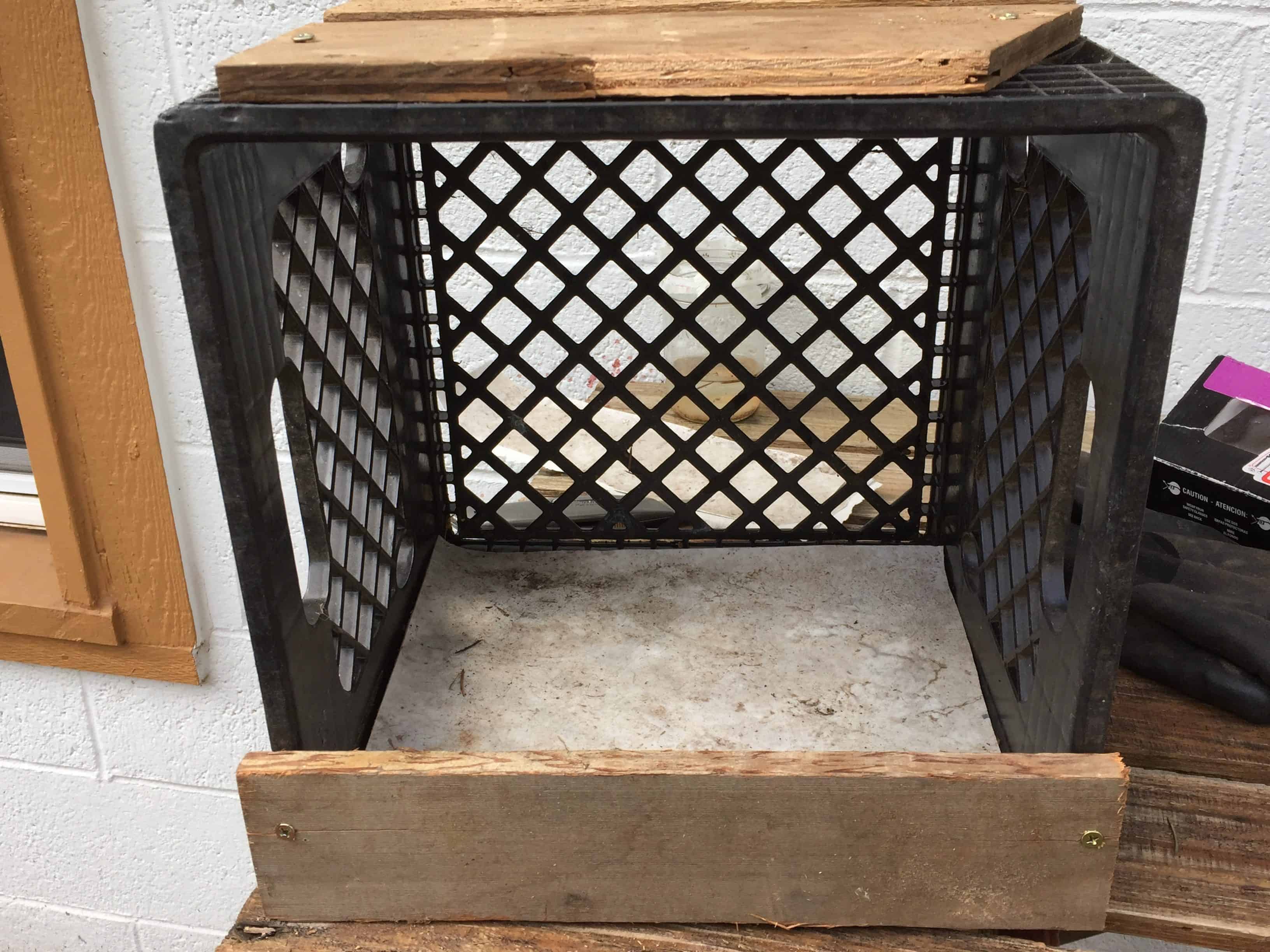Make a nest box out of a milk crate in just a few minutes and a few scraps!